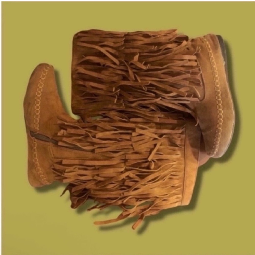 5/$40 Fringe Layered Moccasin Boots